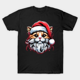 Cute Cat as Santa on Christmas T-Shirt